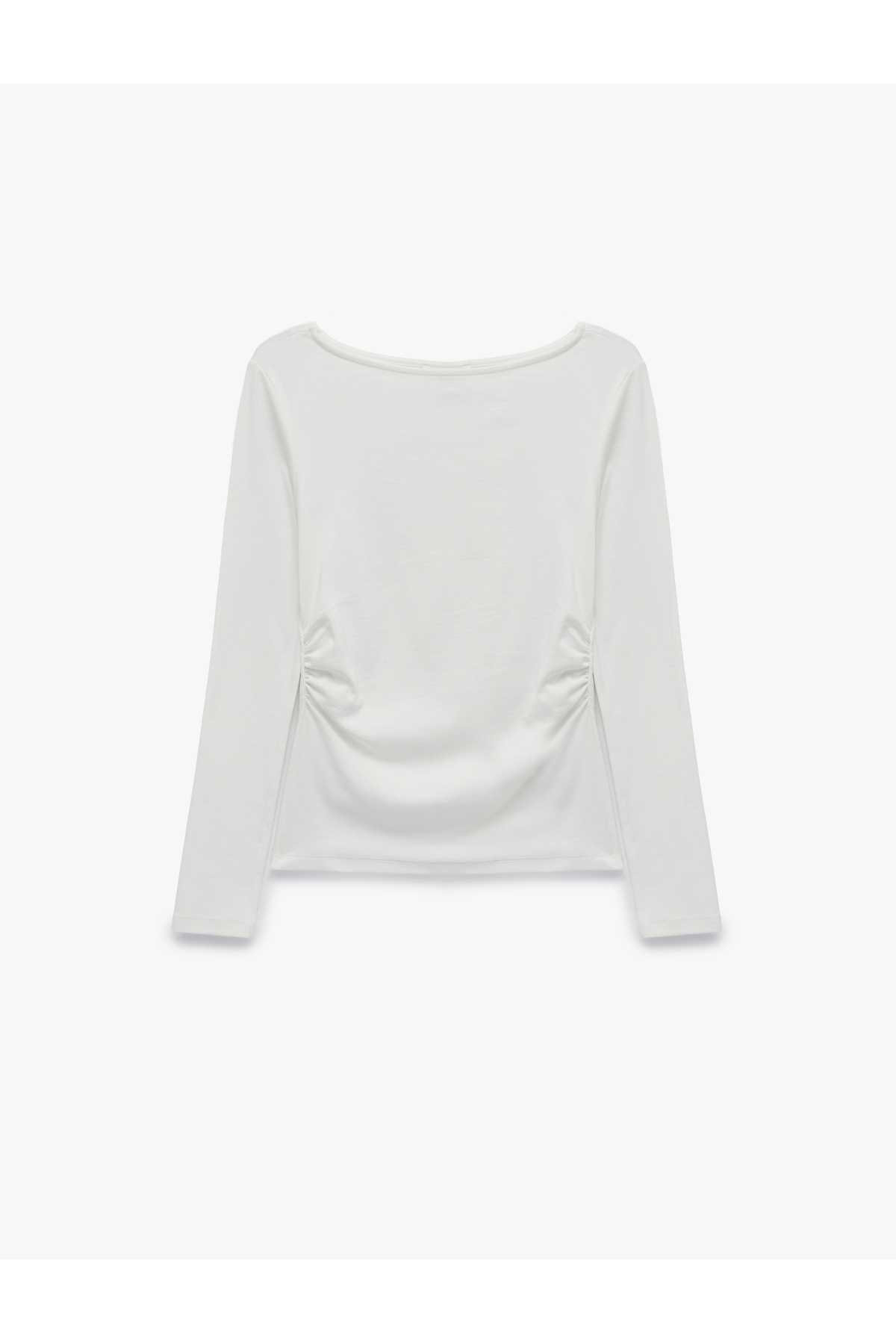 Koton Slim Fit Long Sleeve T-Shirt with Drawstring Detail and Round Boat Neckline