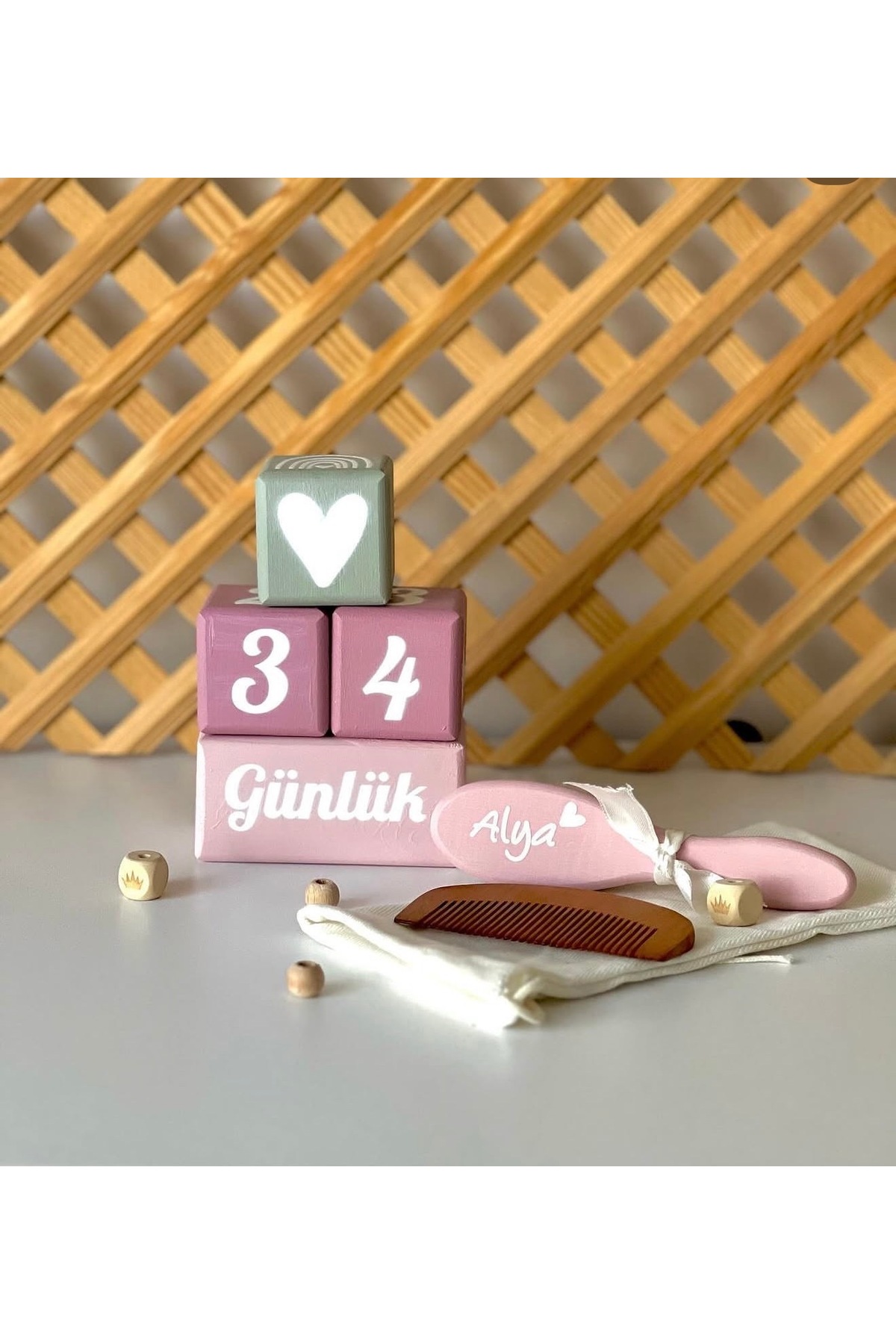 Gripembe fırca anı küpğ ve şimşir tarak set