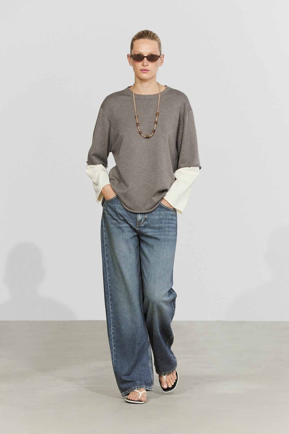Oversize çift kollu triko kazak