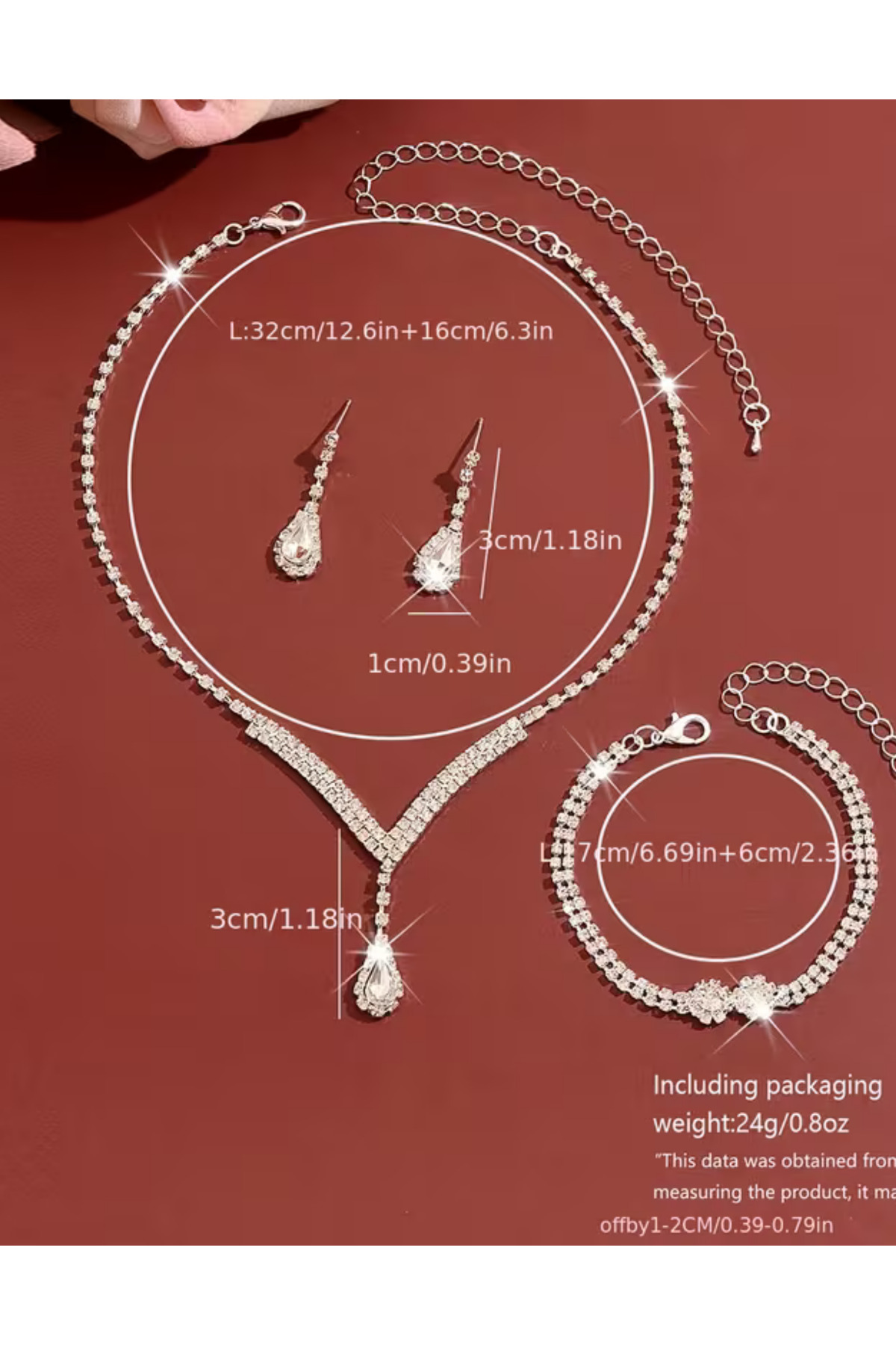 V Model Şık Zirkon Damla Taşlı Su Yolu Gümüş Kaplama 3 Lü Takı Seti ( Düğün, Nişan, Kına, Abiye, Günlük, Davet )
