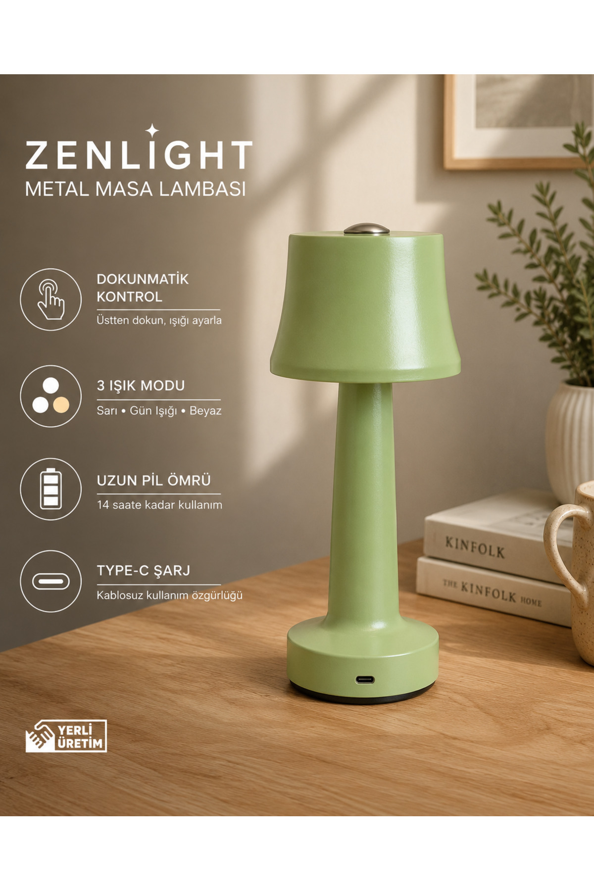 ZENLİGHT Metal Dokunmatik Şarjlı Masa Lambası - Fiyatı, Yorumları