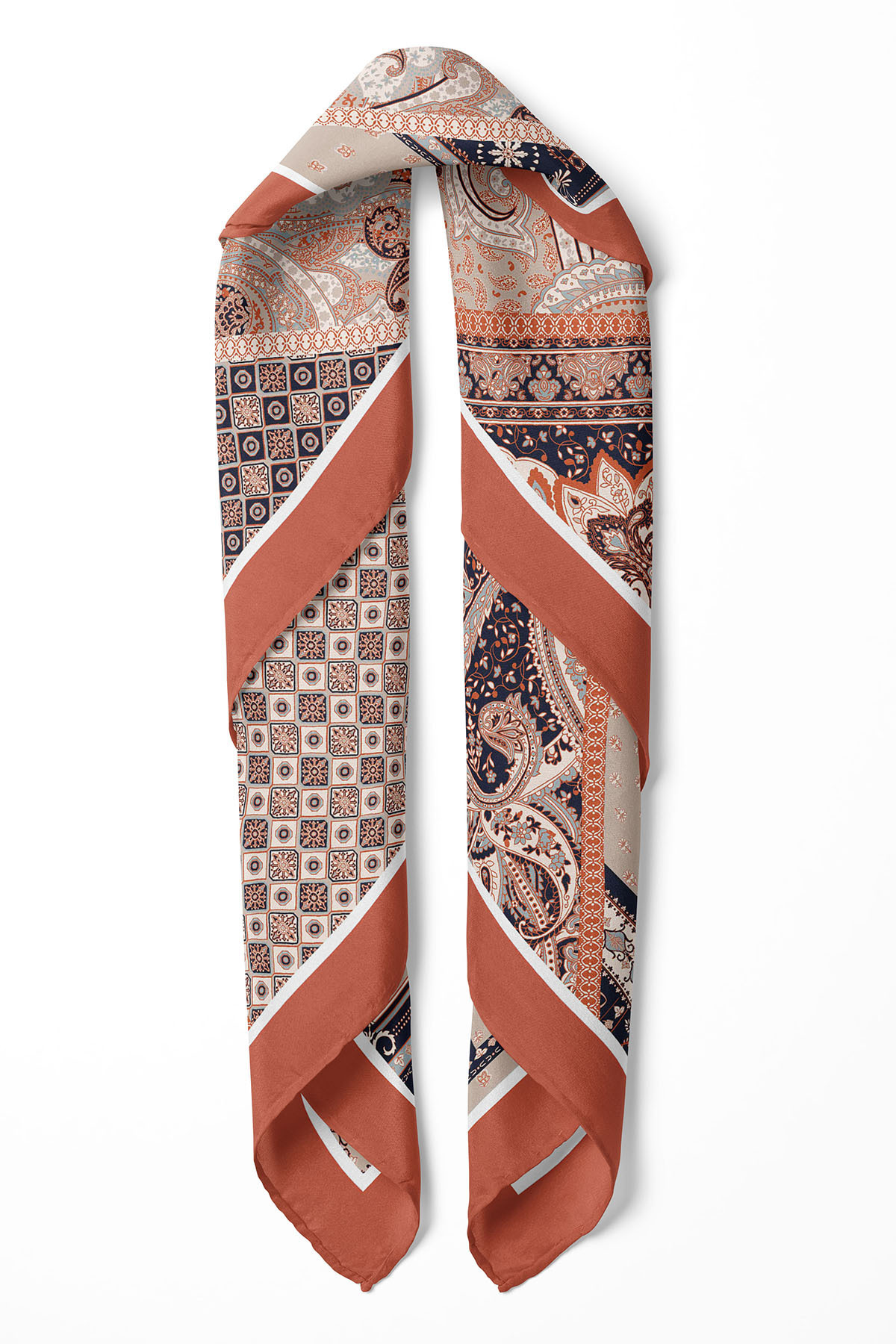 nehir eşarp Etro Etnik Desen Motifli Fular Bandana 70x70 Cm görsel 4
