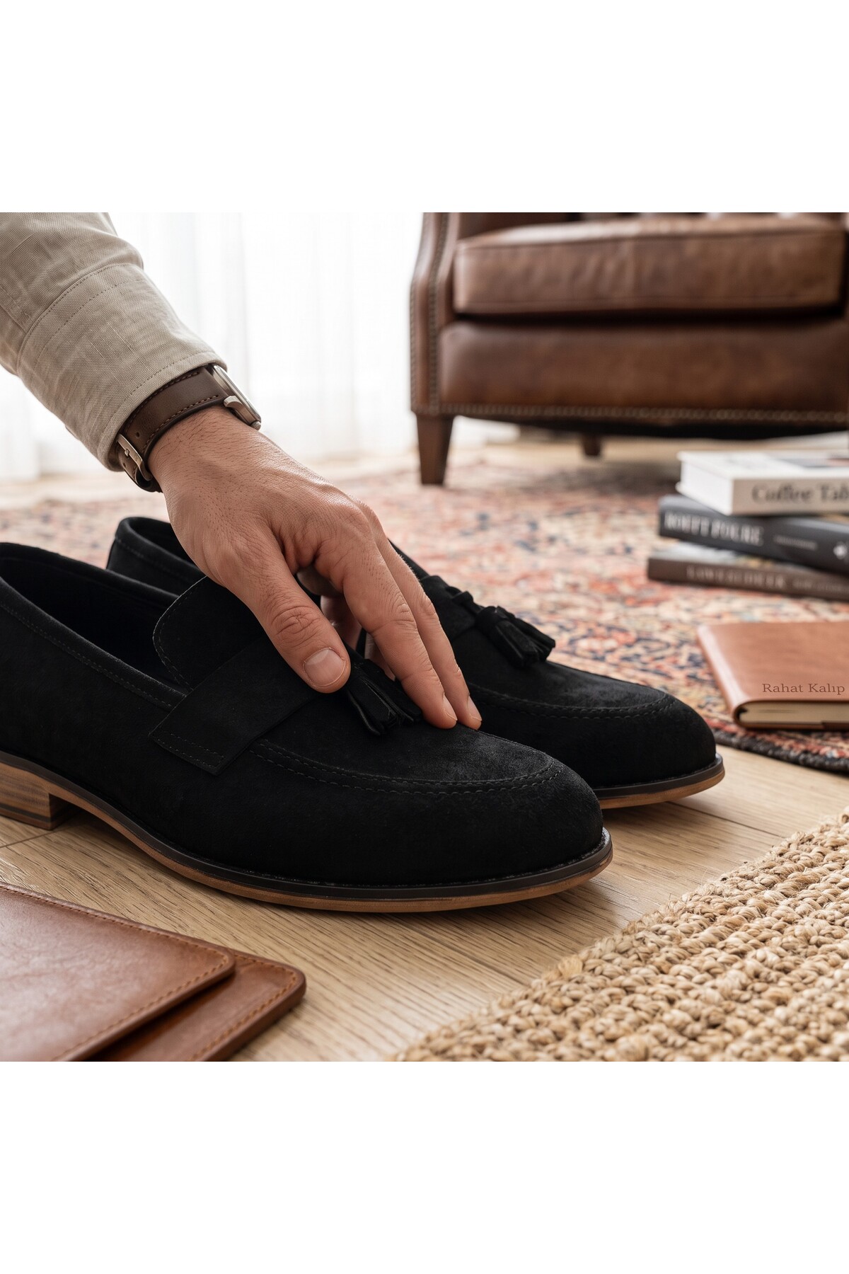 RAYVORA ERKEK SÜET DERİ PÜSKÜLLÜ TERMO TABAN GARSON BOY KLASİK AYAKKABI KUNDURA LOAFER CASUAL görsel 6