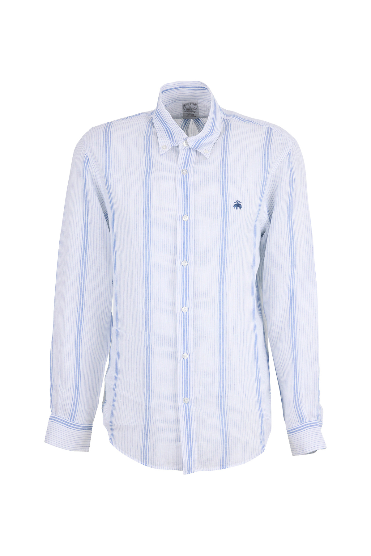 پیراهن مردانه دکمه‌دار آبی راه‌راه معمولی BBSS26MSH017 بروکس برادرز پیراهن BROOKS BROTHERS
