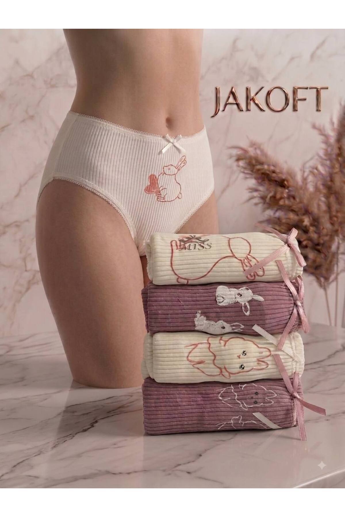 Jakoft 5'li tavşan figür baskılı kadın külot