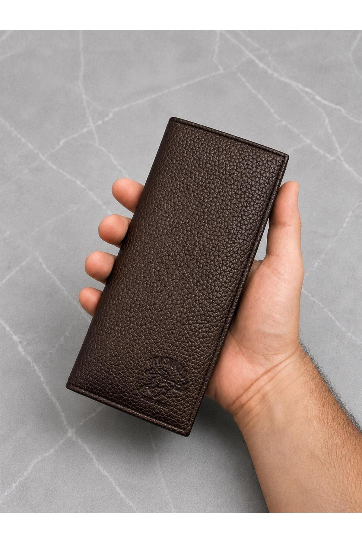 JR Boutique Erkek Siyah Suni Deri El Çantası Cüzdan Telefon Bölmeli Çoklu Kartlık Portföy görsel 4
