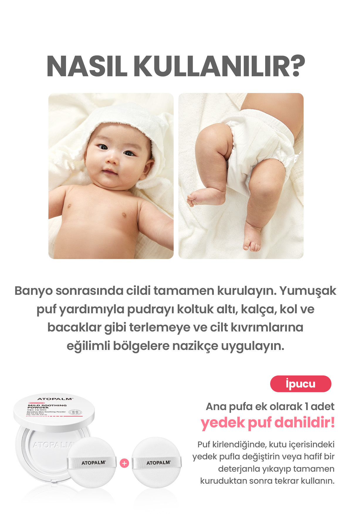 Yenidoğanlara Özel, Talk İçermeyen Temiz İçerikli Kompakt Bebek Pudrası Mild Soothing Powder — 9725 — تصویر 8 از 9