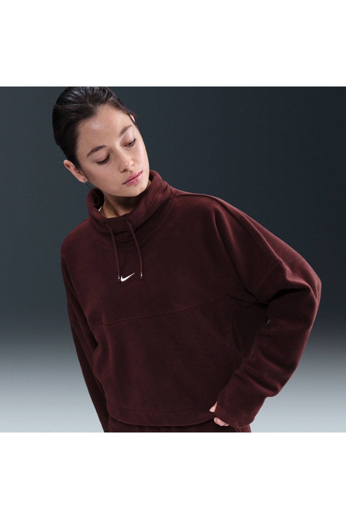 Nike One Therma-FIT Top Polar Kadın Bordo Sweatshirt HV3702-652