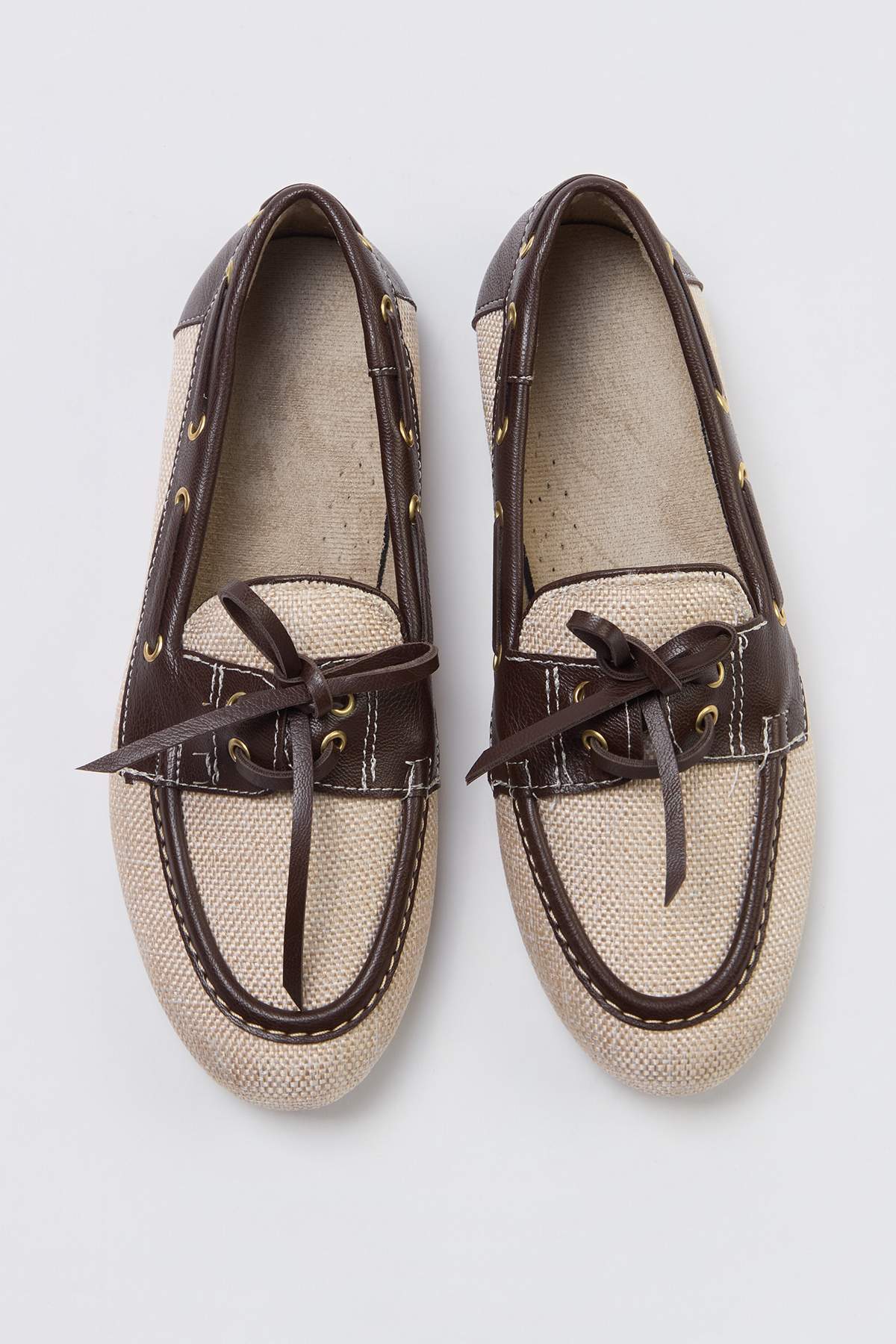 Trendyol Shoes Beige Lace Detailed Canvas Women's Loafer Takss26La00017
