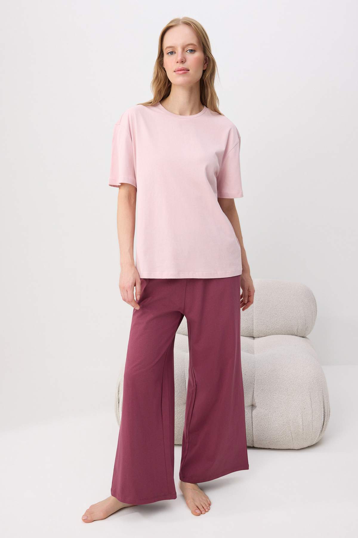 Trendyol Collection Pink Cotton Capri Knitted Pajamas Set Thmaw26Pt00124