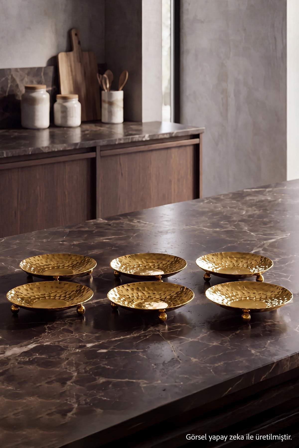 Trendyol Home 6-Piece Forged Model Gold Turkish Delight Bowl & Presentation Tray 8 cm Tphss26Tbk00066