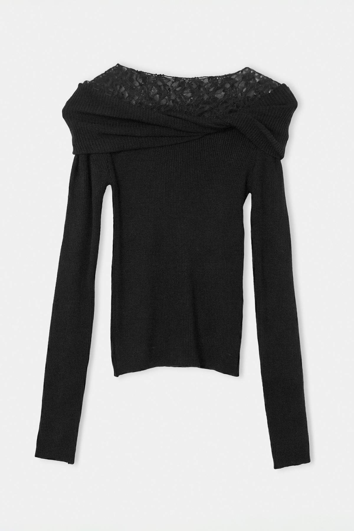 Trendyolmilla Siyah Premium İolik/Özel İplik Dantelli Triko Kazak TWOAW27KZ00126