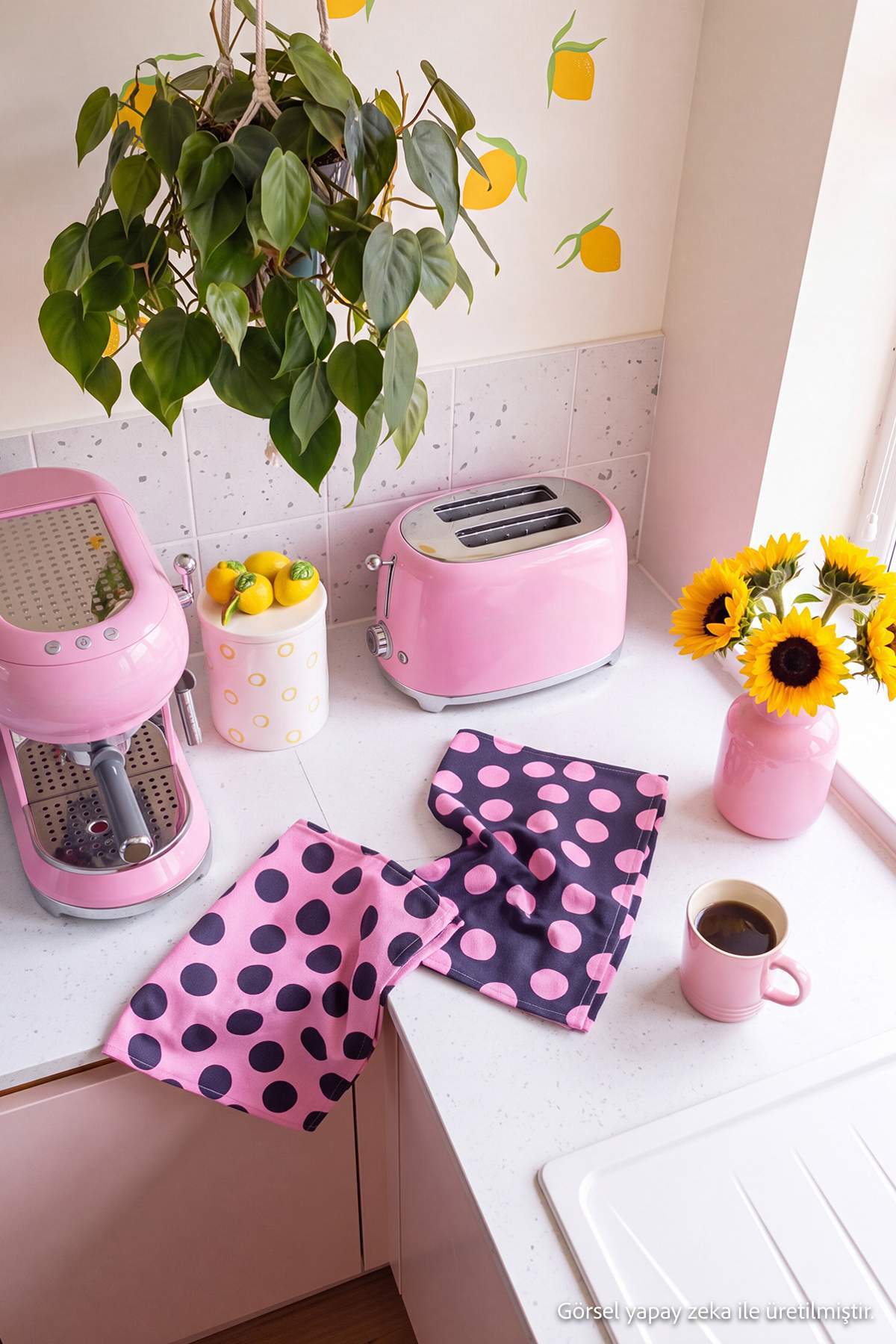 Trendyol Home 2-Piece Polka Dot Printed Kitchen Towel Set Tphaw27Mh00001