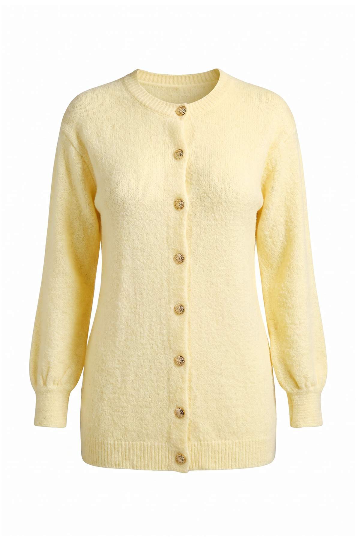 Trendyolmilla Modest Sarı Basic Buklet Düğme Detaylı Dokulu Tesettür Triko Hırka TCTAW26TH00021
