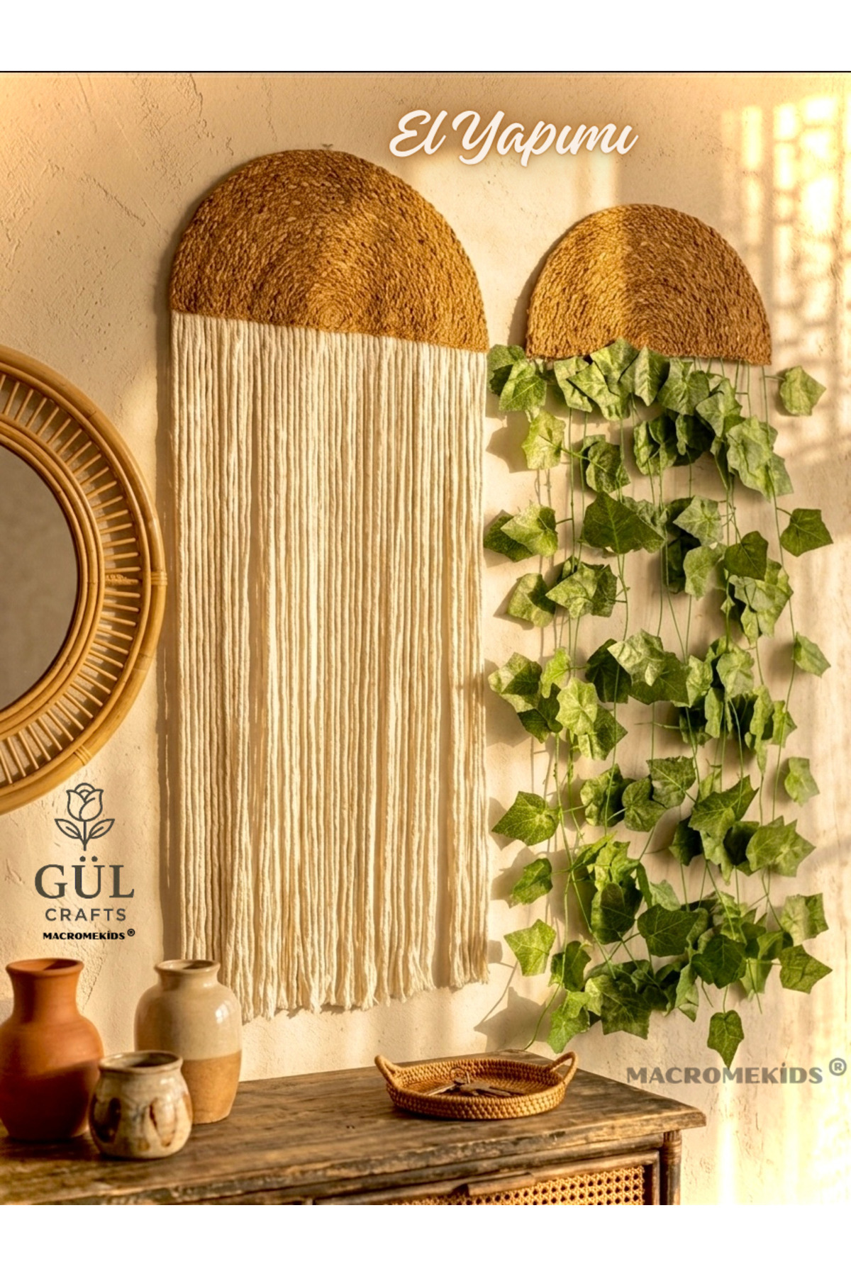 2-piece Bohemian Wall Decor , Ivy Wall Decor, Balcony and Living Room Decoration , Gift(35x75cm)