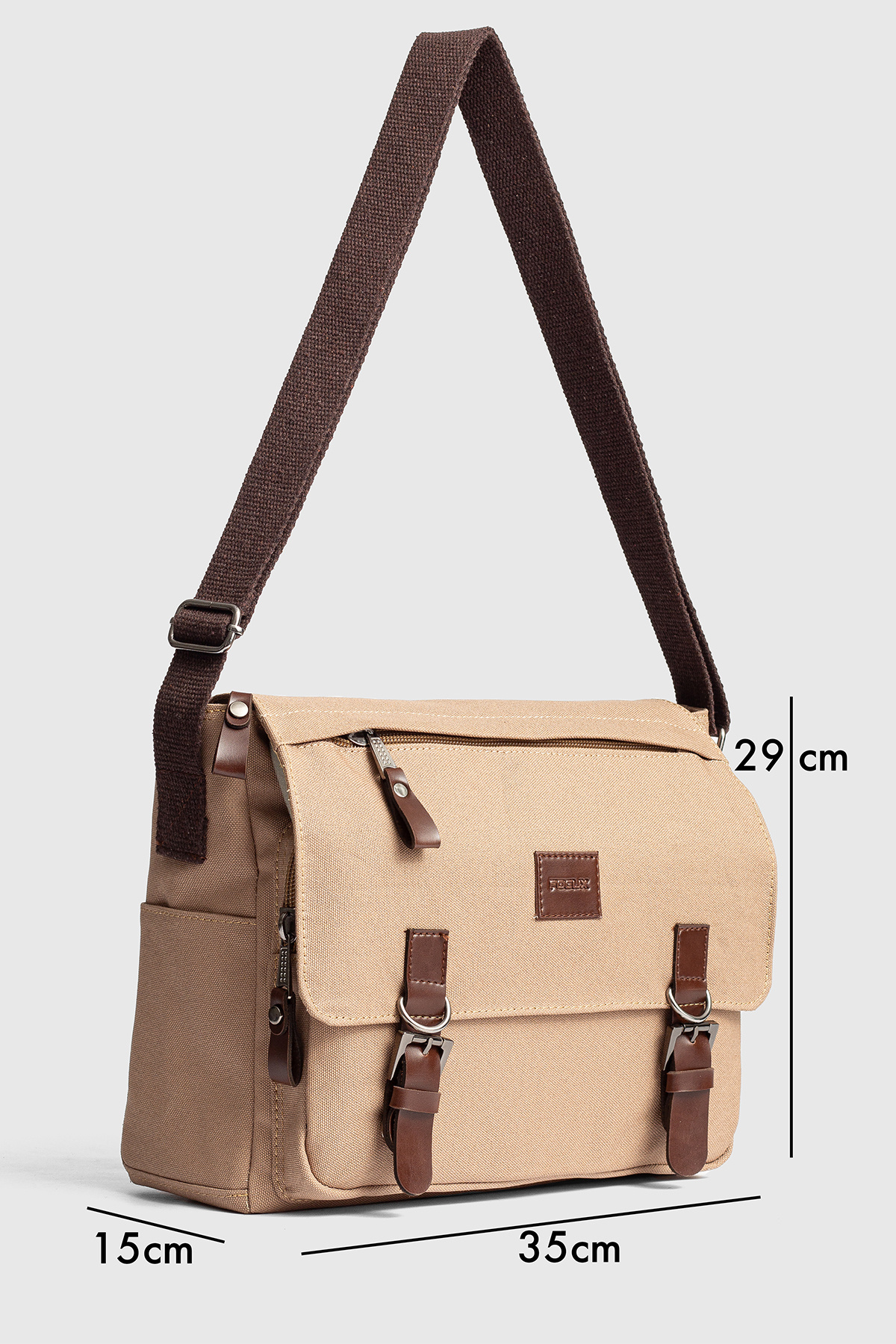 byhakan GK72 Kanvas Postacı Çantası Omuz Çantası Laptop Bölmeli Okul Çantası GRİ görsel 7