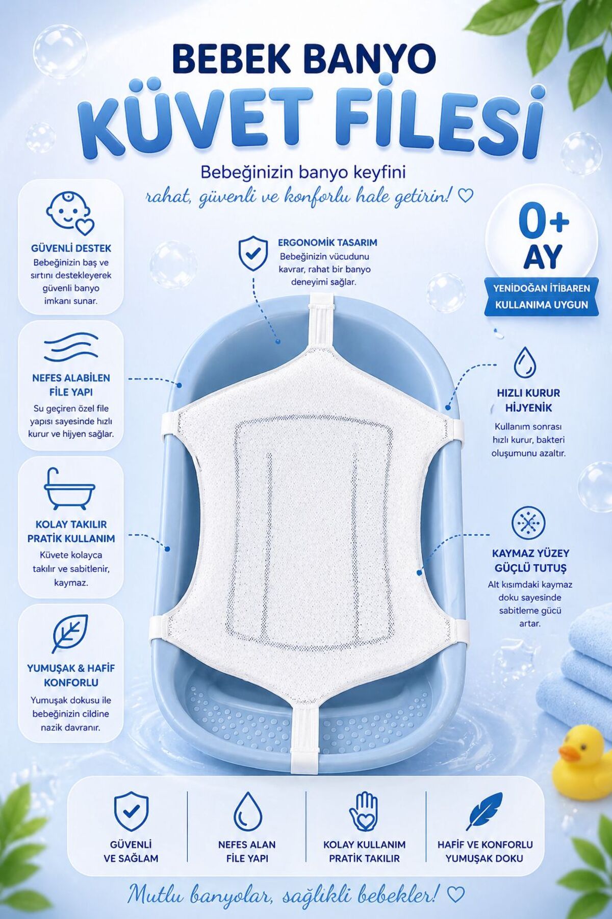 Luxurious Foam Bath Net (Compatible with both Folding and Normal Bathtubs).
