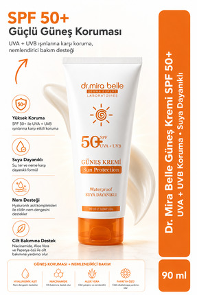 Dr. Mira Belle Derma Expert SPF 50+ Güneş Kremi UVA UVB Koruma | Suya Dayanık...