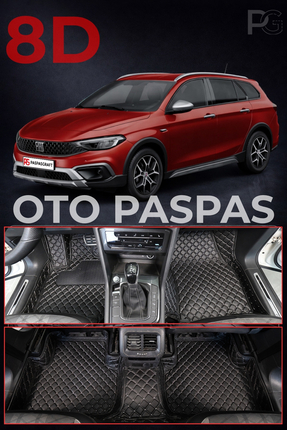 PASPASGRAFT FIAT EGEA CROSS 2020-2026 Siyah Üzeri Bej Dikiş 8D Prestige Premi...