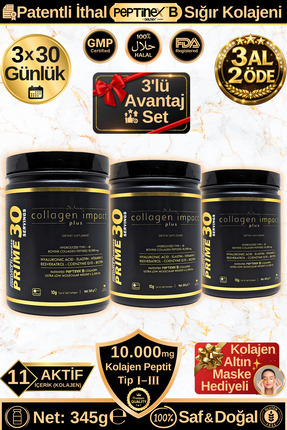Dr.Sammy's Collagen Impact Plus Prime 30 - 3'lü Avantaj Set Tip 1-3 Hidrolize...