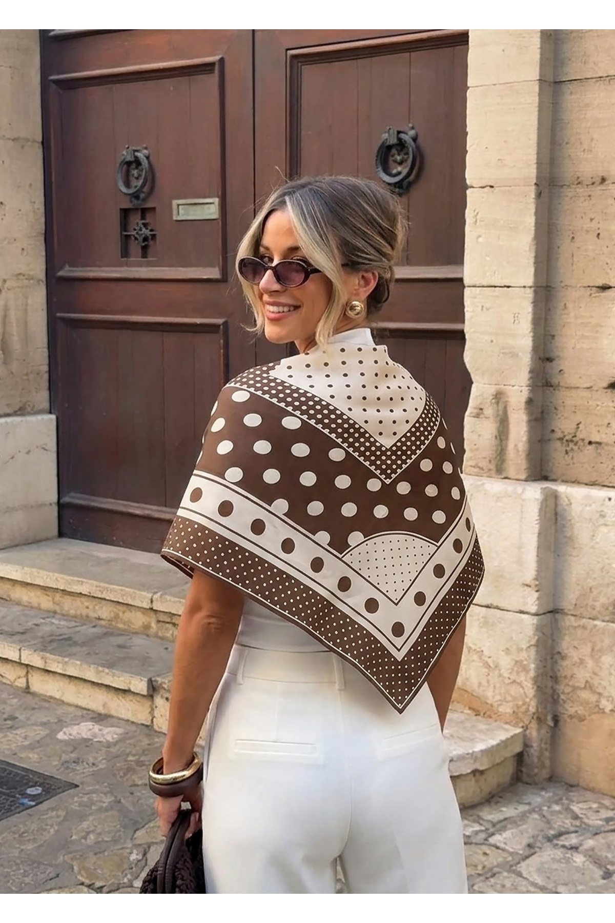 tarzınısec Wählen Sie Ihren Stil: Mocha-Schal mit Polka-Dot-Muster / Bandana ...