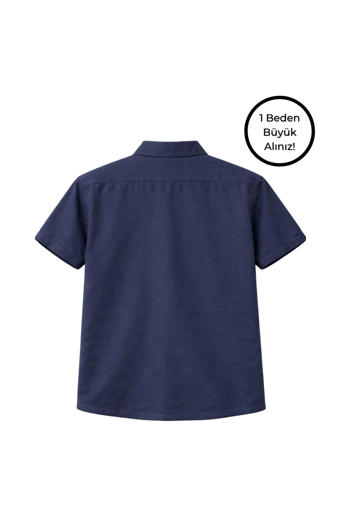 BattalModa Erkek Büyük Beden Lacivert Çift Cepli Kısa Kollu Gömlek 3XL-4XL-5XL-6XL-7XL-8XL görsel 5