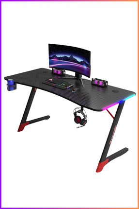Karr Gaming Spark 25mm RGB Aydınlatmalı Oyuncu Masası | Siyah Karbon Fiber Ka...