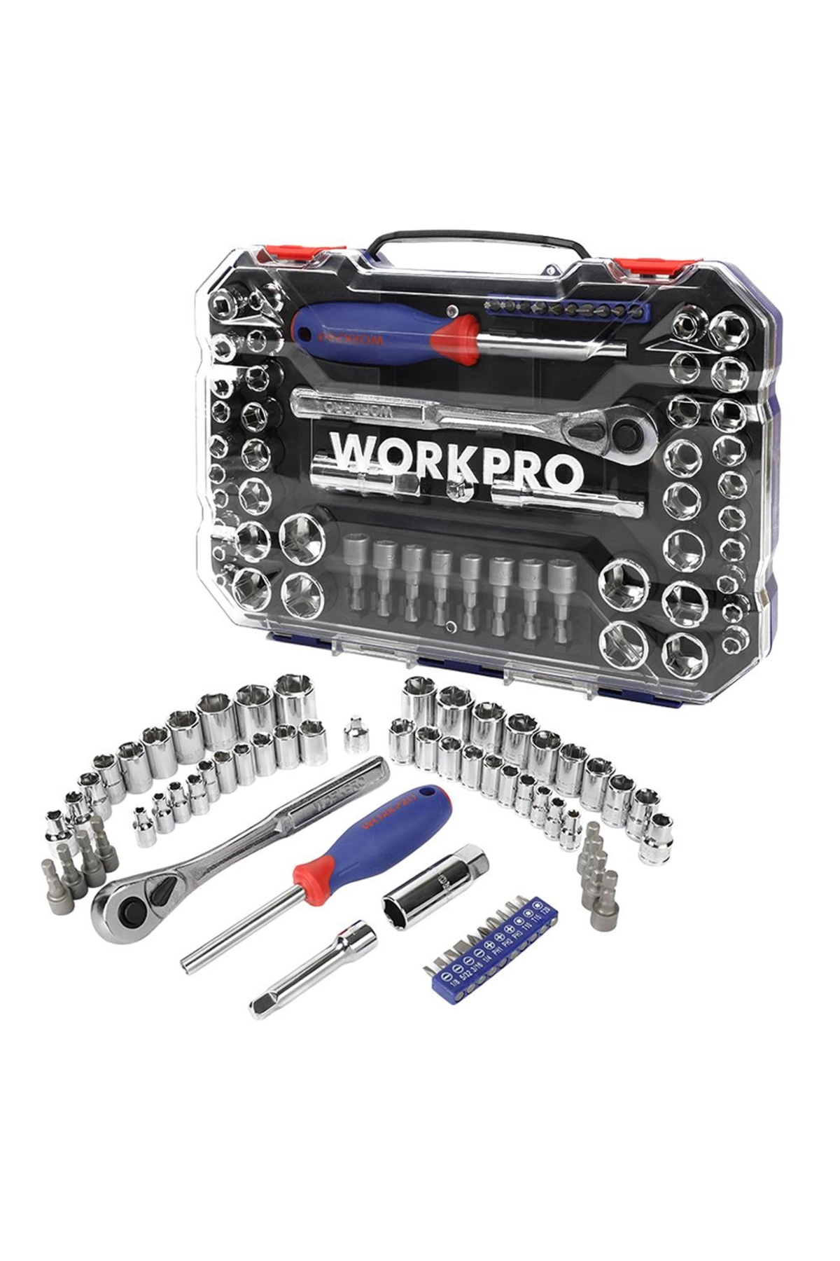 Workpro WP202566 1/4'' 3/8'' Metrik/İnç 63 Parça Cr-V Profesyonel