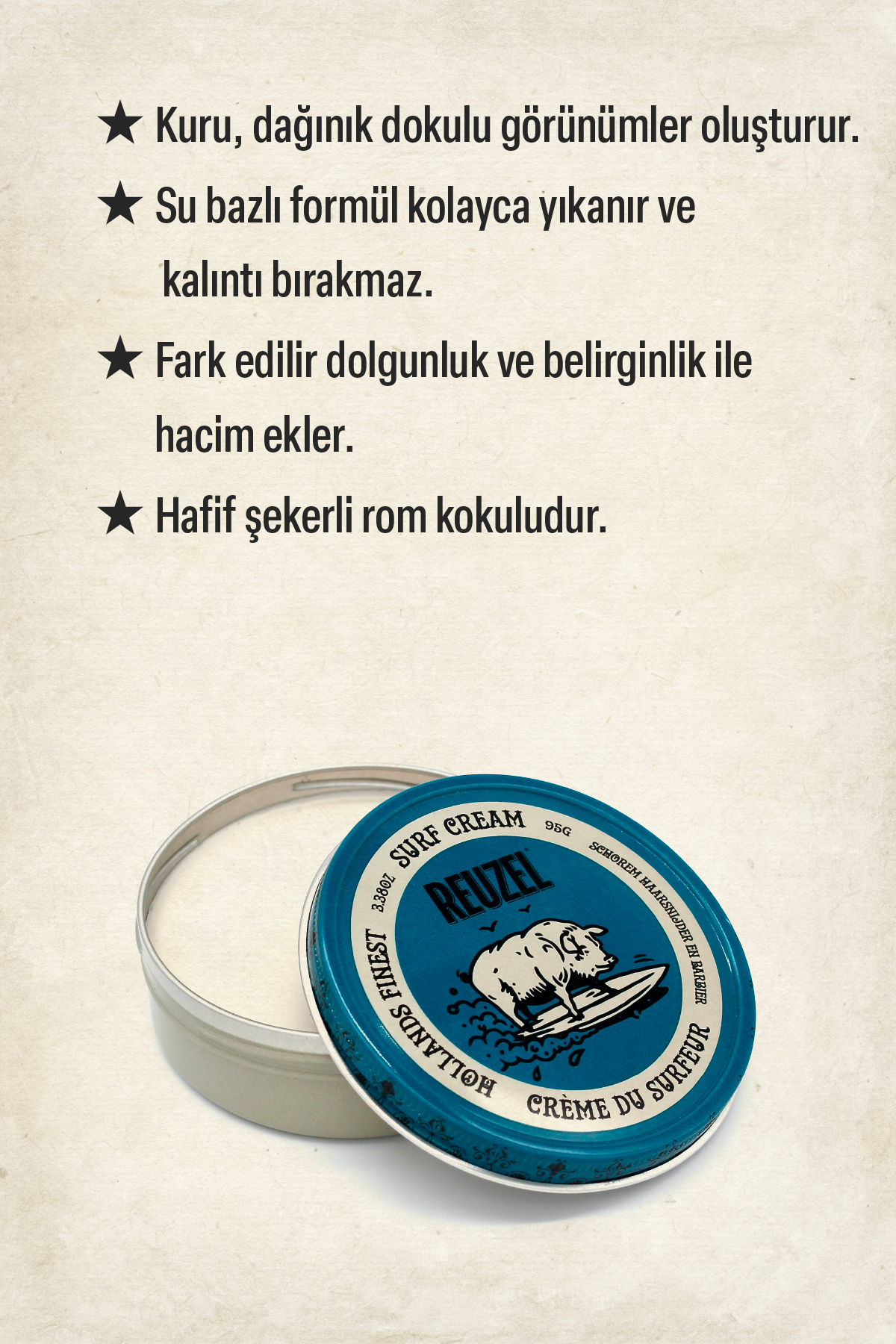 Surf Cream Dokulandırıcı Erkekler için Saç Çekillendirici Mat Wax 95g — REU116 — تصویر 3 از 5