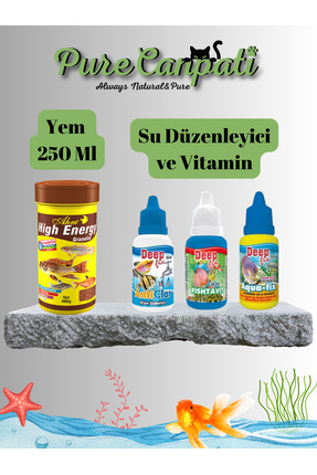 PureCanpati Akvaryum Balık Bakım Seti – High Energy Granulat 250 Ml+ Su Düzen...