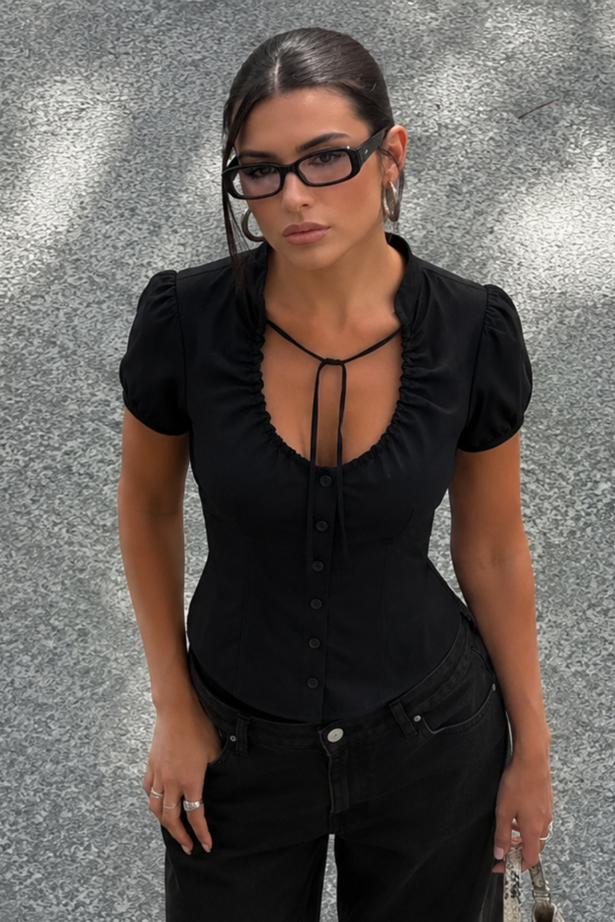 Lace-Up Poplin Shirt HL81
