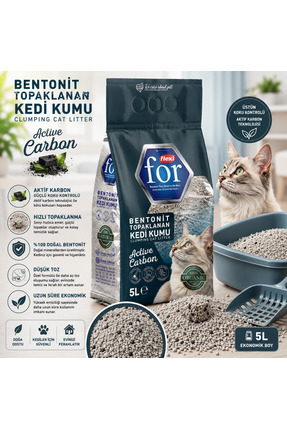 Flexi For Aktif Karbonlu Bentonit Topaklanan Premium Kedi Kumu 5 L - Tozsuz -...