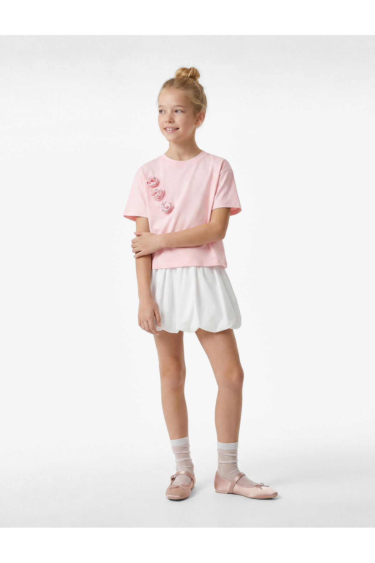 Koton Floral Appliqué Cotton Short Sleeve Crew Neck T-Shirt
