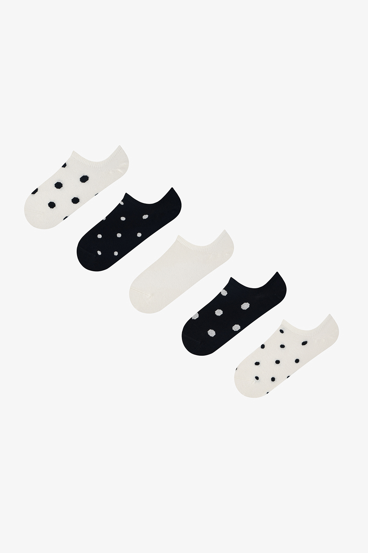 3 Pairs of Toe Seamless Cotton Colorful Polka Dot Patterned Sneakers