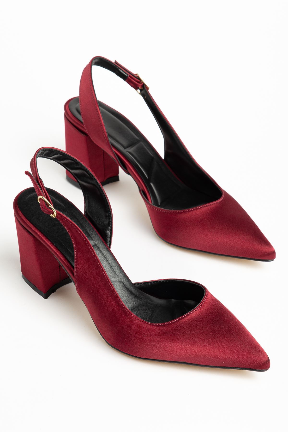 Tonia Claret Red Satin Heels Women's Shoes