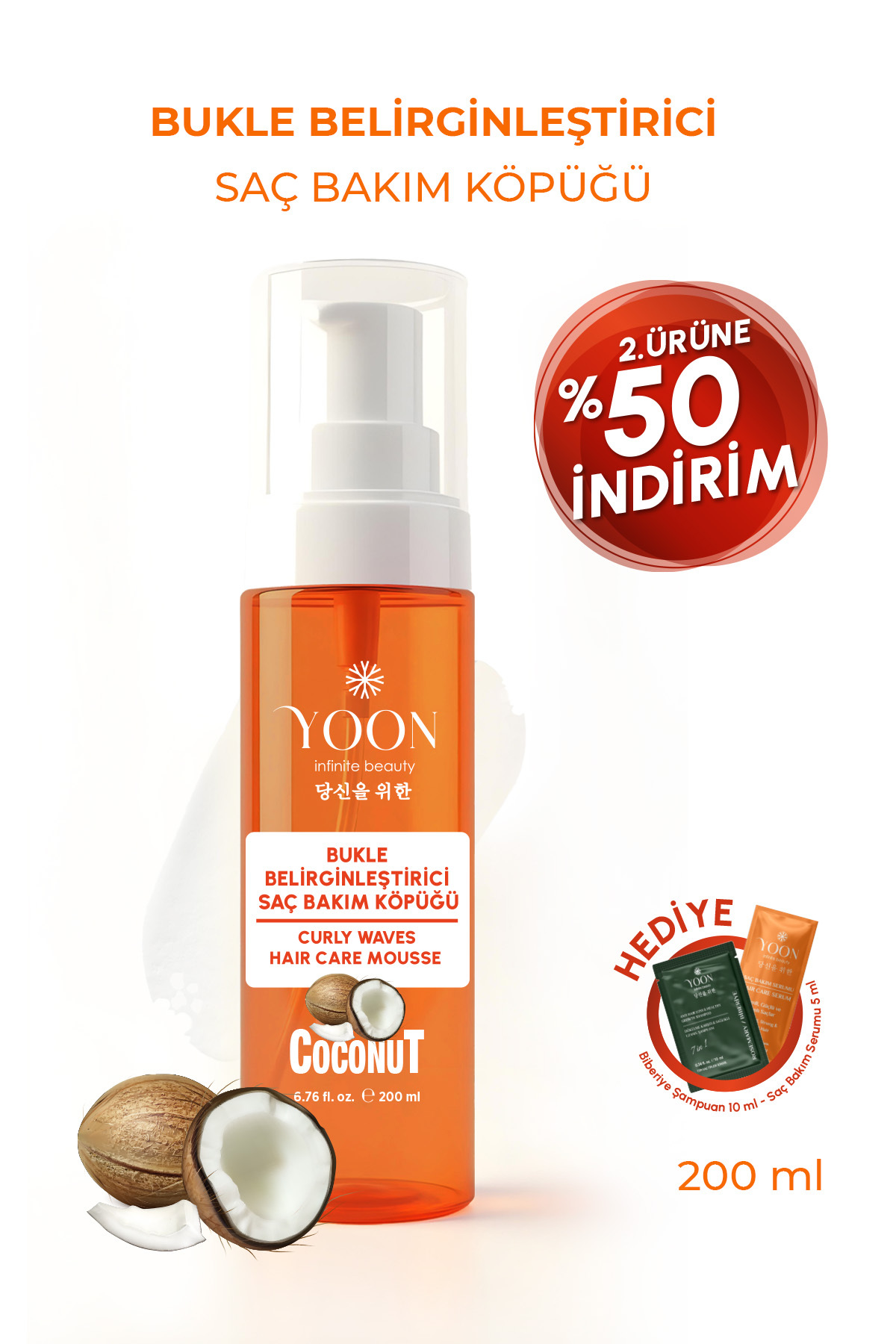 YOON Bukle Belirginleştirici Saç Köpüğü 200 ml – Hindistan Cevizi Özlü, Paraben, SLS ve Silikon İçermez - Fiyatı, Yorumları