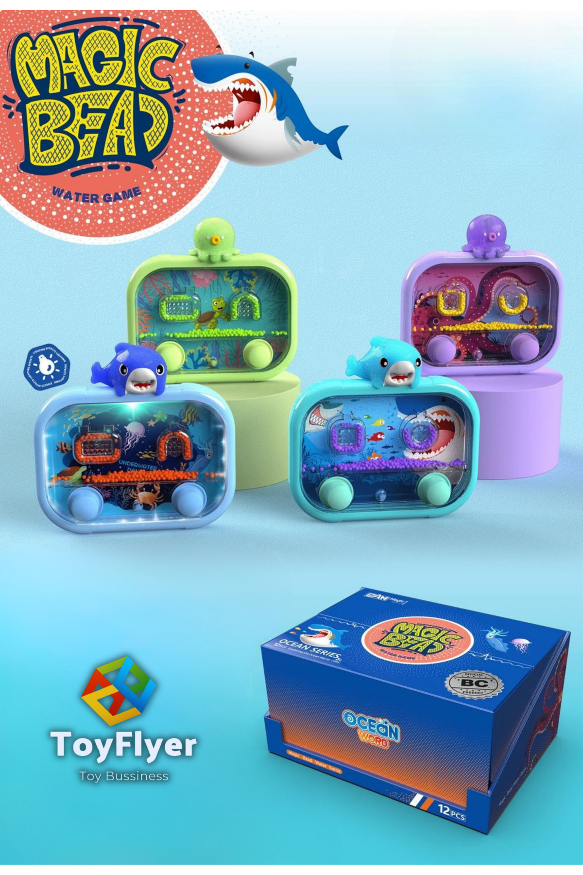 ZUTOMAYO FANTASY IS REALITY ちりとり男だ!! セット Bolfer Toys ToyFlyer Işıklı Su Oyunu Shark ve Ahtapot 4 ASS.25