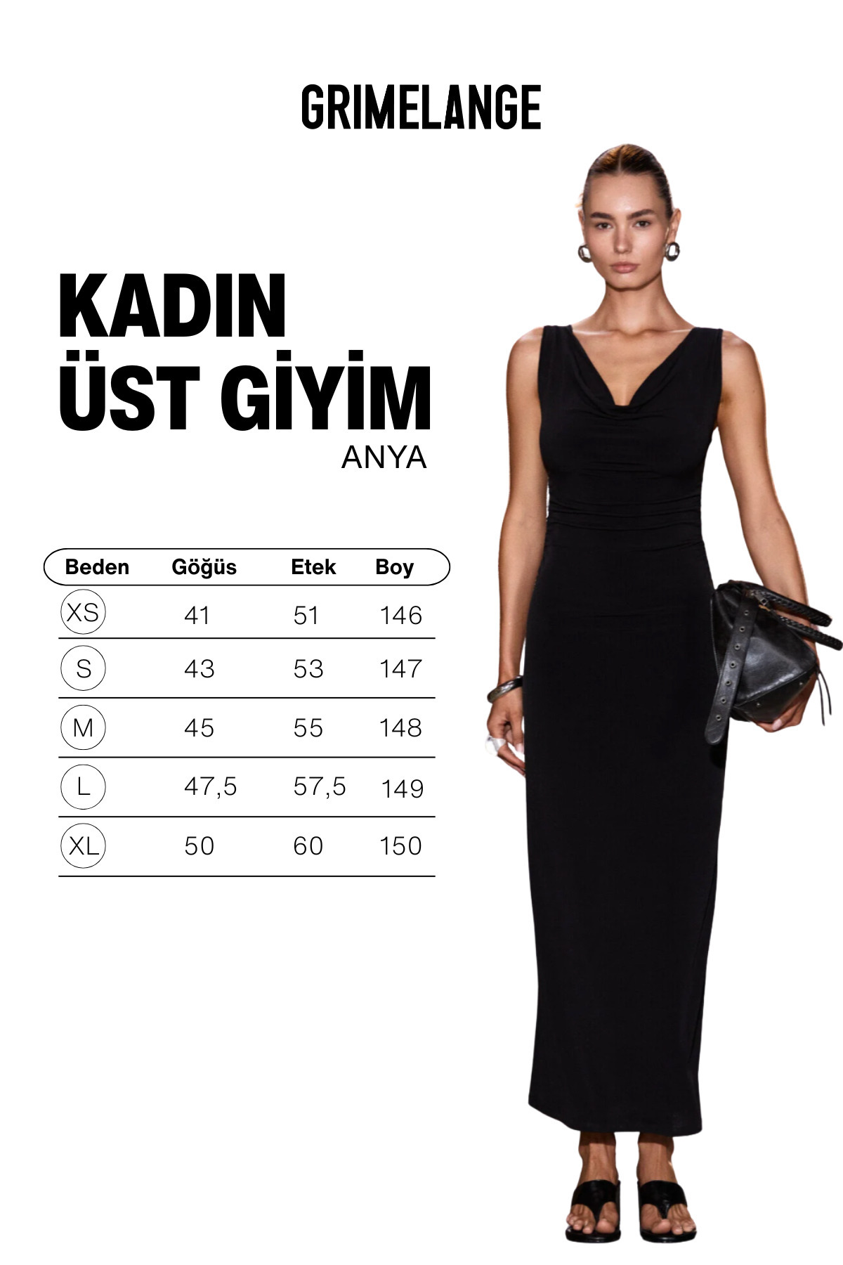 GRIMELANGE ANYA Kadın Yumuşak Esnek Kumaşlı Vucuda Oturan Büzgü Detaylı Degaje Yaka Siyah Elbise görsel 6