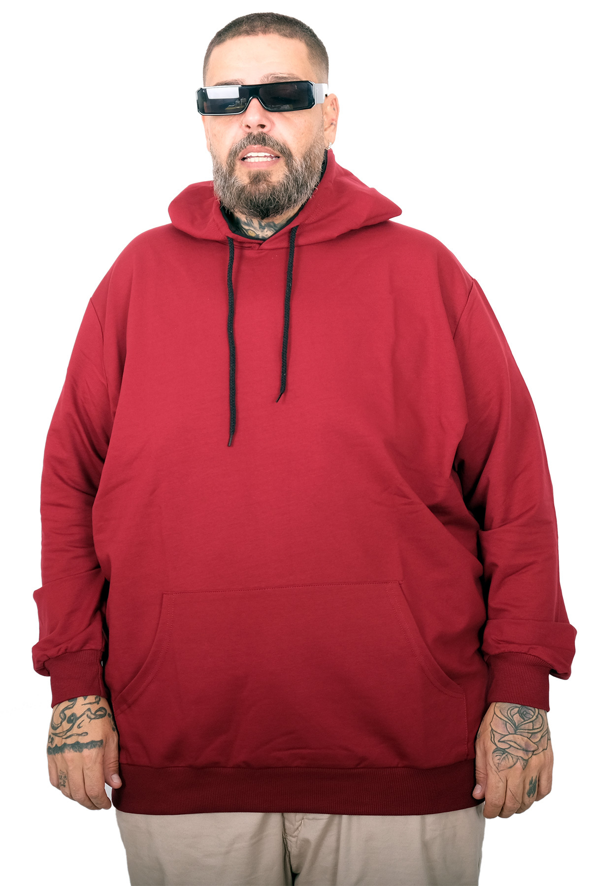 ModeXL Mode XL Büyük Beden Eşofman Üstü 2ip Basic 20569 Bordo