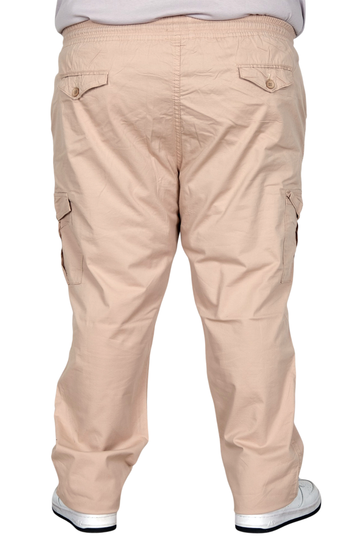 ModeXL Büyük Beden Erkek Keten Kargo Jogger Pantolon Milano 21912 Bej görsel 6