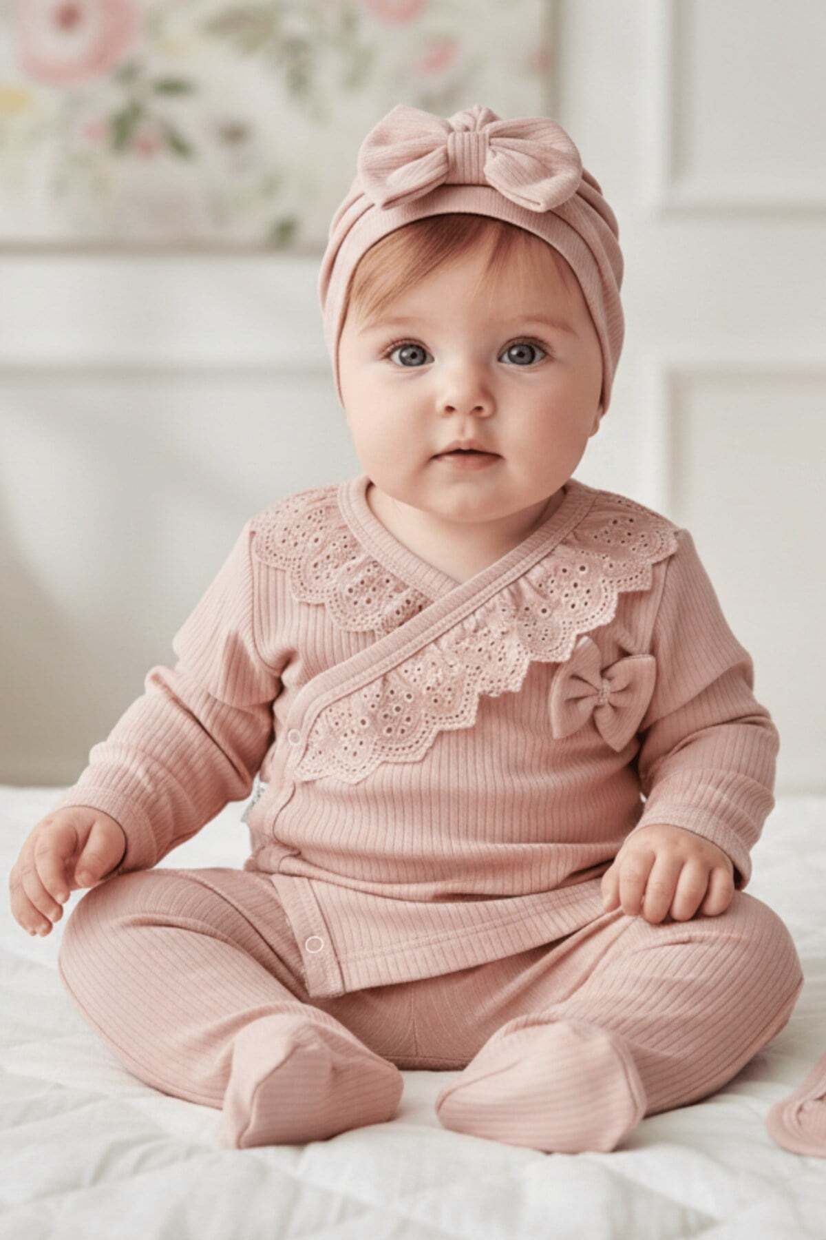ZEYNUKO KIZ BEBEK RAPORLU FİSTOLU %100 PAMUK 5'Lİ YENİDOĞAN