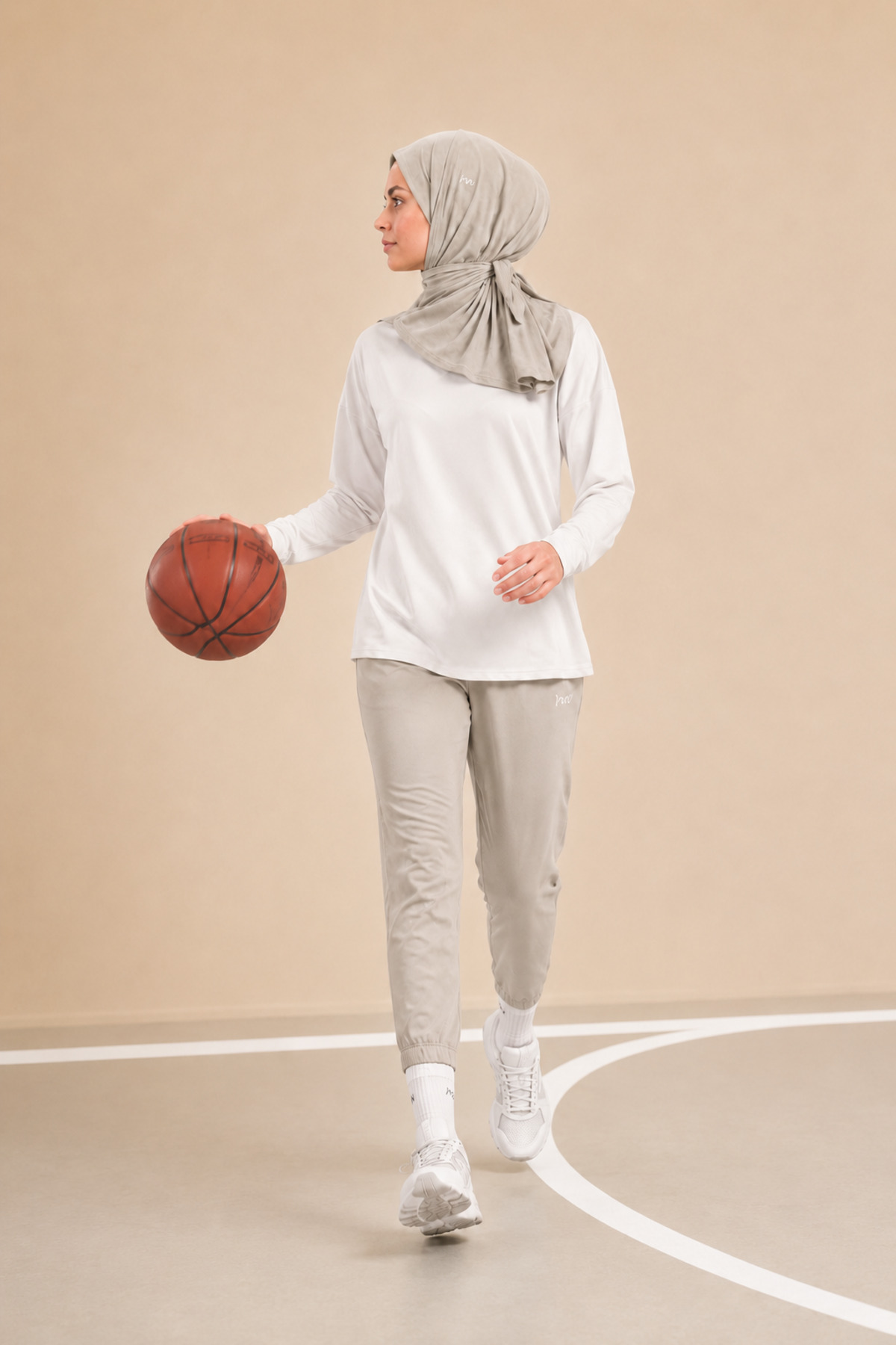 Merve Nayir Bej Athletic Hijab Spor Tesettür Bone - Günlük ve Antrenman Kullanımına Uygun görsel 8