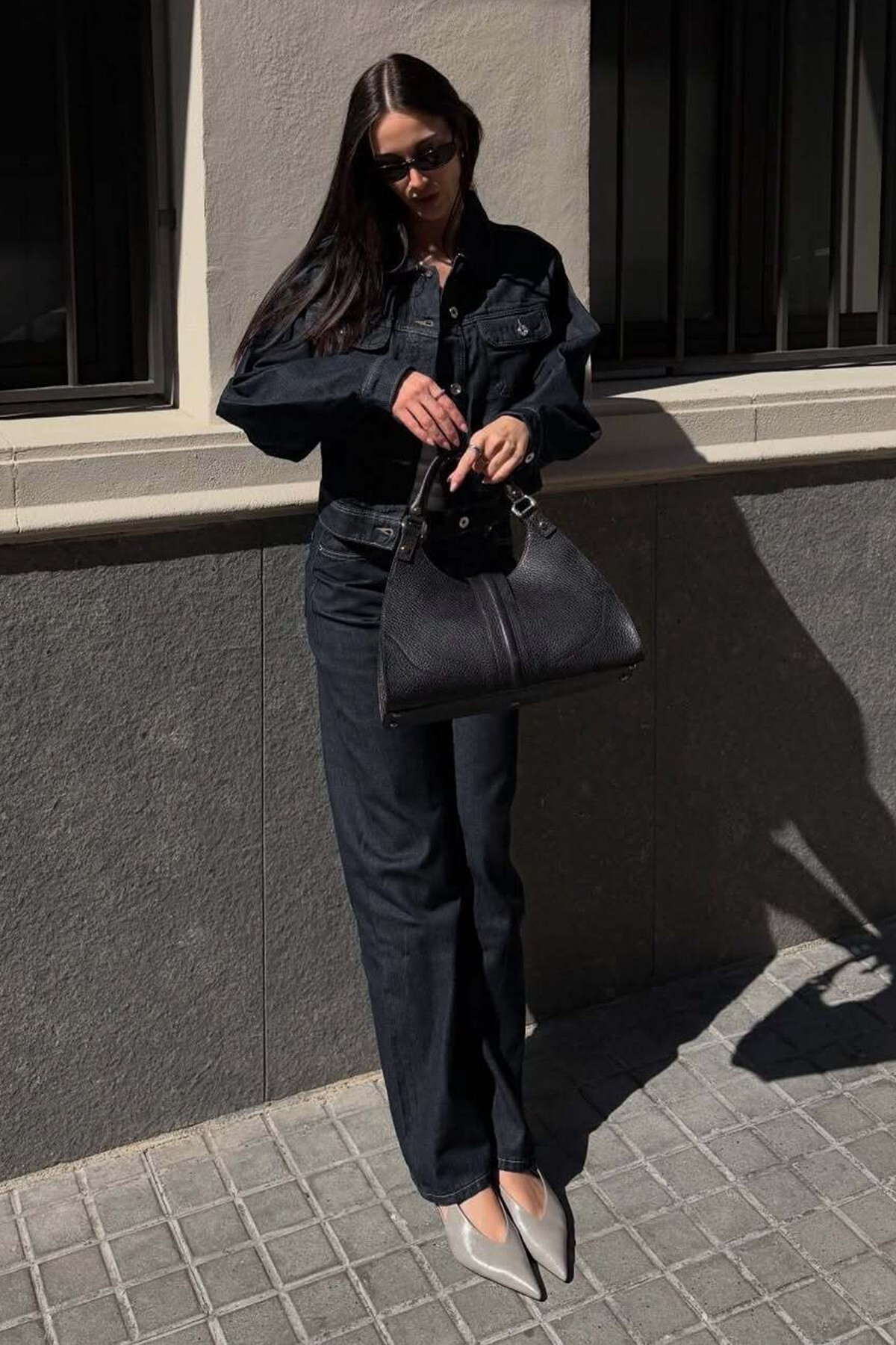 Bershka  Balon kesim crop denim ceket - Görsel 3