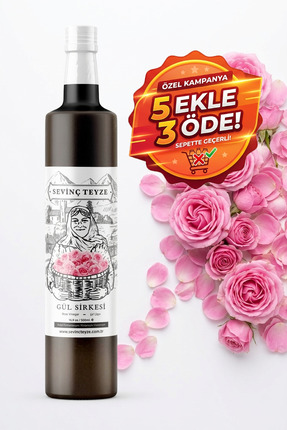 Organik Teyze Sevinç Teyze Gül Sirkesi Doğal Fermantasyon Rose Vinegar 500 ml