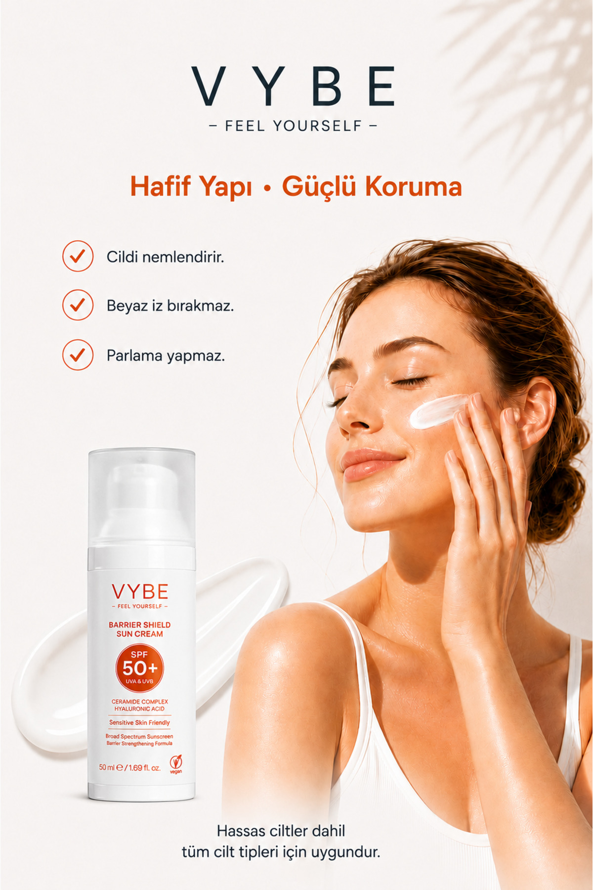 کرم ضد آفتاب SPF 50+ 50 میلی لیتر مناسب برای انواع پوست — VYBE09 — تصویر 3 از 4