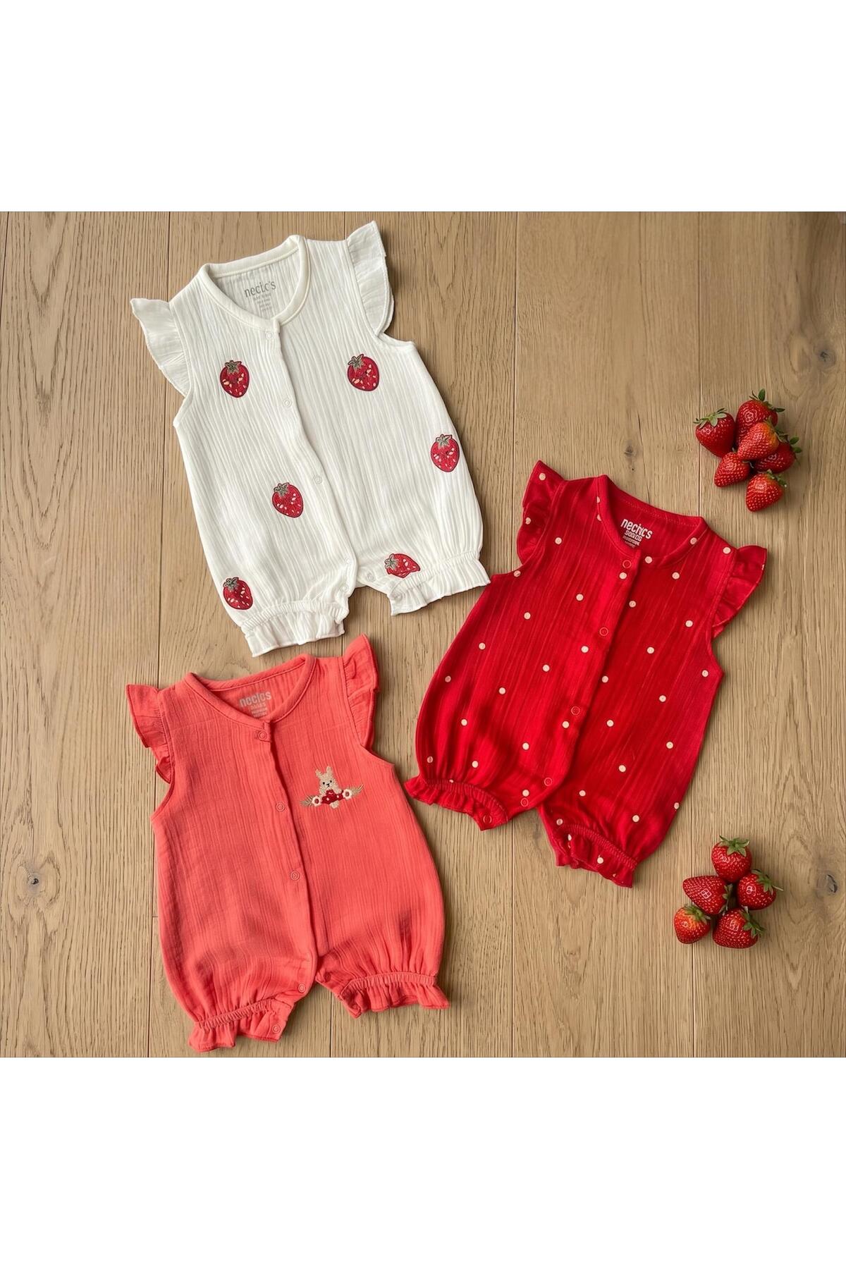 3-Piece Baby Girl Muslin Jumpsuit Set