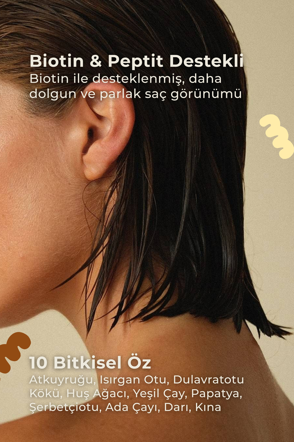 Bitkisel İçerikli Şampuan 300 ml | Peptit & Biotin ile Güçlendirici Bakım — 8682835806242 — تصویر 3 از 6