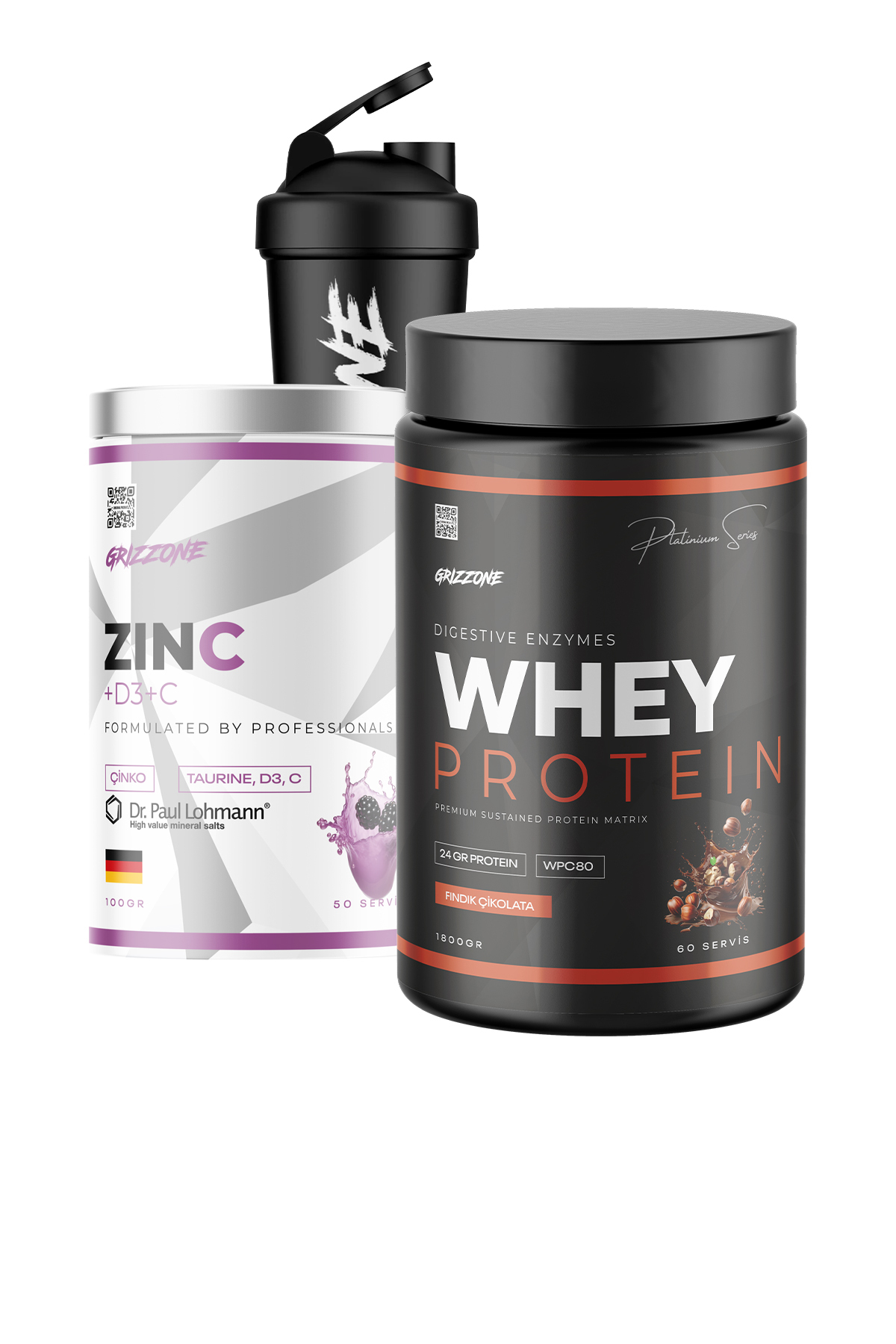 GRIZZONE Iron Paketi ( Whey Protein 1800 Gr, Zinc, Shaker