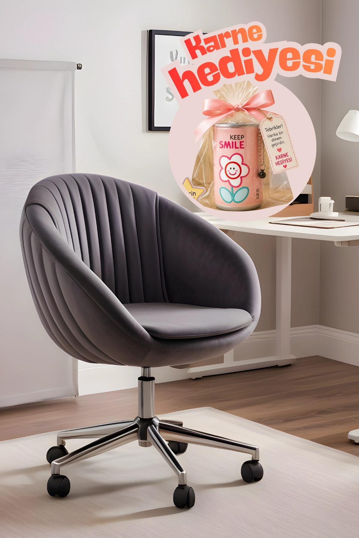 Oyster Work Chair (LIGHT GREY FABRIC)