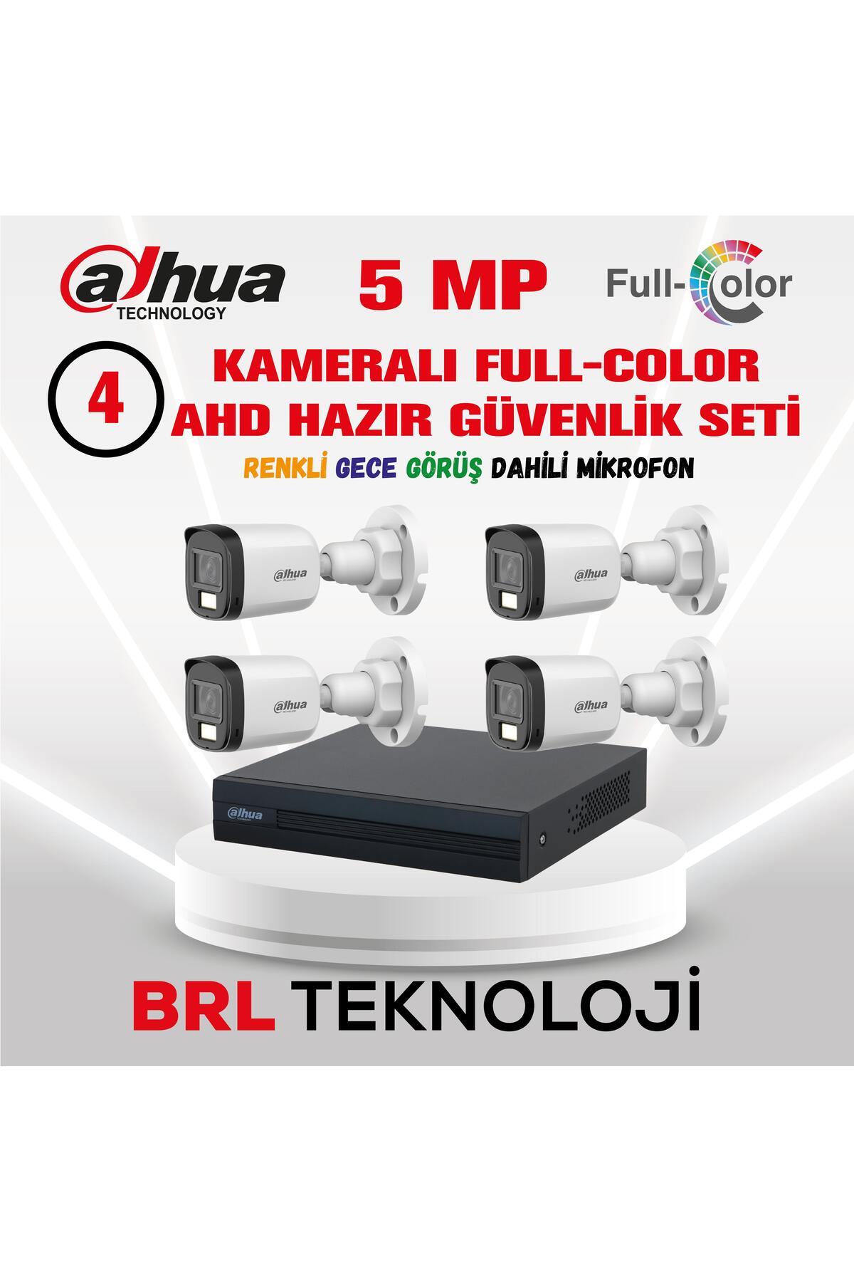 Dahua 5 MP 4 Kameralı Sesli 30 Metre Renkli Gece Görüşlü Full HD